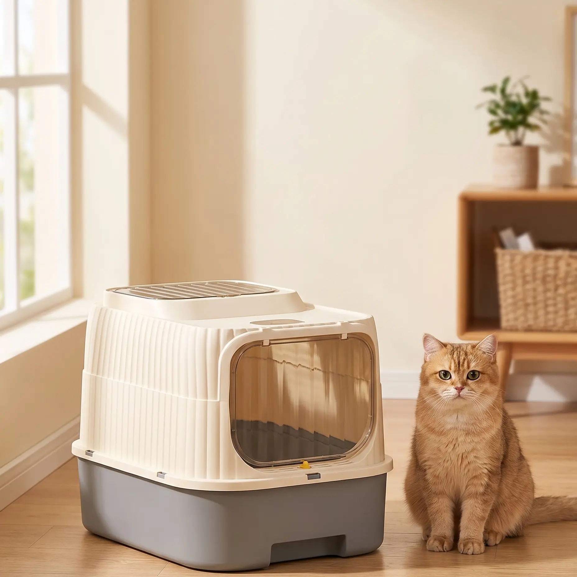 Hooded Cat Litter Box — Privacy Design with Odor Control