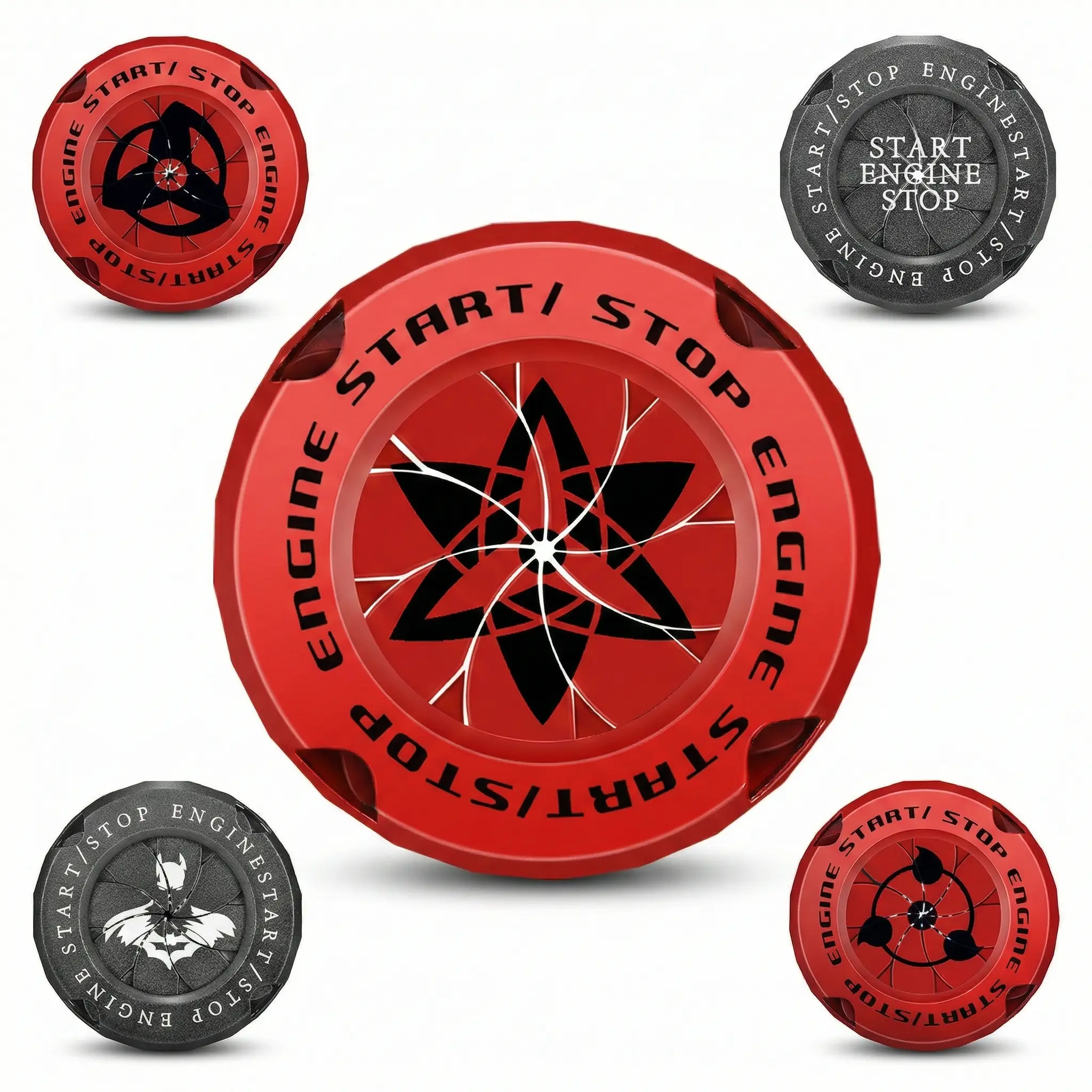 Naruto Style Full Alloy Car Engine Start Button Cover - Protective, Sporty Interior Enhancement, Decal for Cars, Motorcycle Accessories, Automotive Interior Sticker