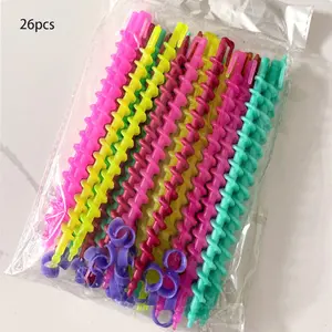 26pcs Random Color Small Ion Hair Curlers, Hollow Spiral Rods for Wool Curls, Cold Wave Bars for Salons, Hair Styling Tools, Heatless Curling Rod