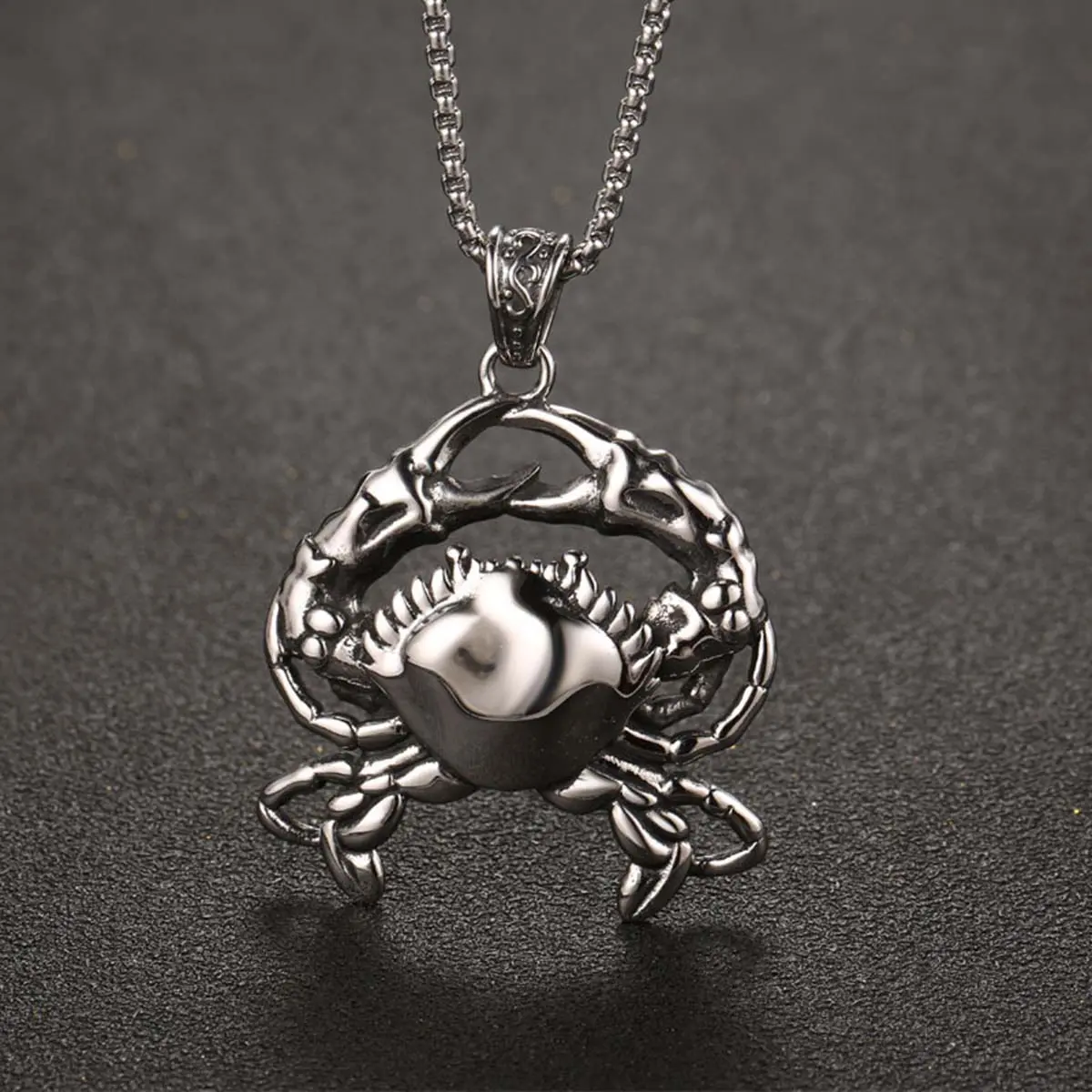 Punk style crab pendant necklace personality trend cute little crab animal men's jewelry