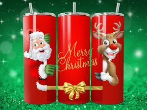Merry Christmas Santa & Rudolph 20oz Custom Tumbler