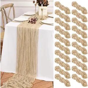 20 Pack Beige Table Runner 10FT Long Cheesecloth Table Runner Cheese Cloth Gauze for Wedding Party Birthday Decoration-Beige