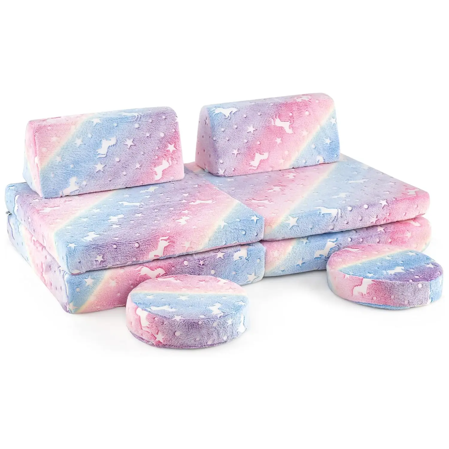 8-piece Folding Sofa w/2 Seaters - Multicolor