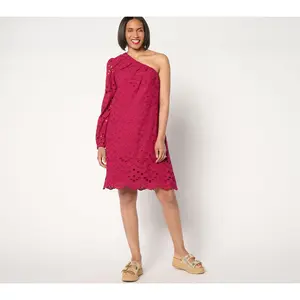 Destination 365 Regular One Shoulder Eyelet Shift Dress
