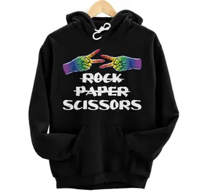 Personalized Rock Paper Scissors Funny Game Lesbian Pride LGBT Support Pullover Hoodie