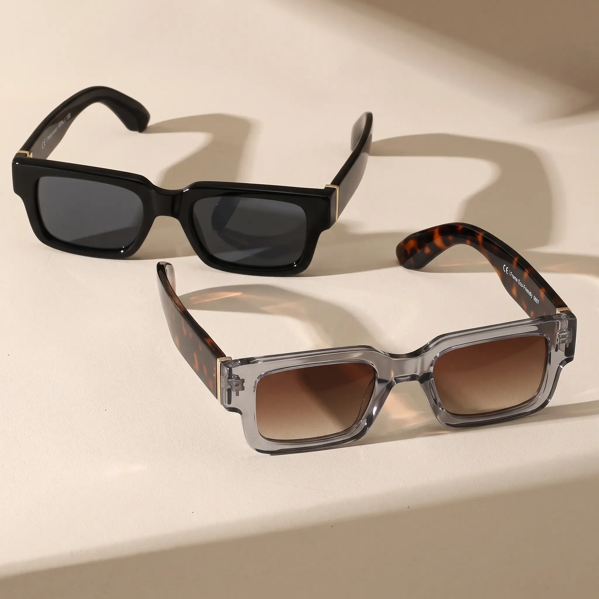 【2 Packs】ZENOTTIC Polarized Sunglasses for Men Women, Stylish Thick Full Rim Plastic Frame with UV400 Protection for Driving, Fashionable Frames Sunglasses, Outdoor Fashion Sunglasses