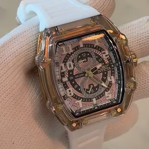 Invicta Men's Watch Brand New High Quality Gold-Tone Case White Silicone Band Unique Design