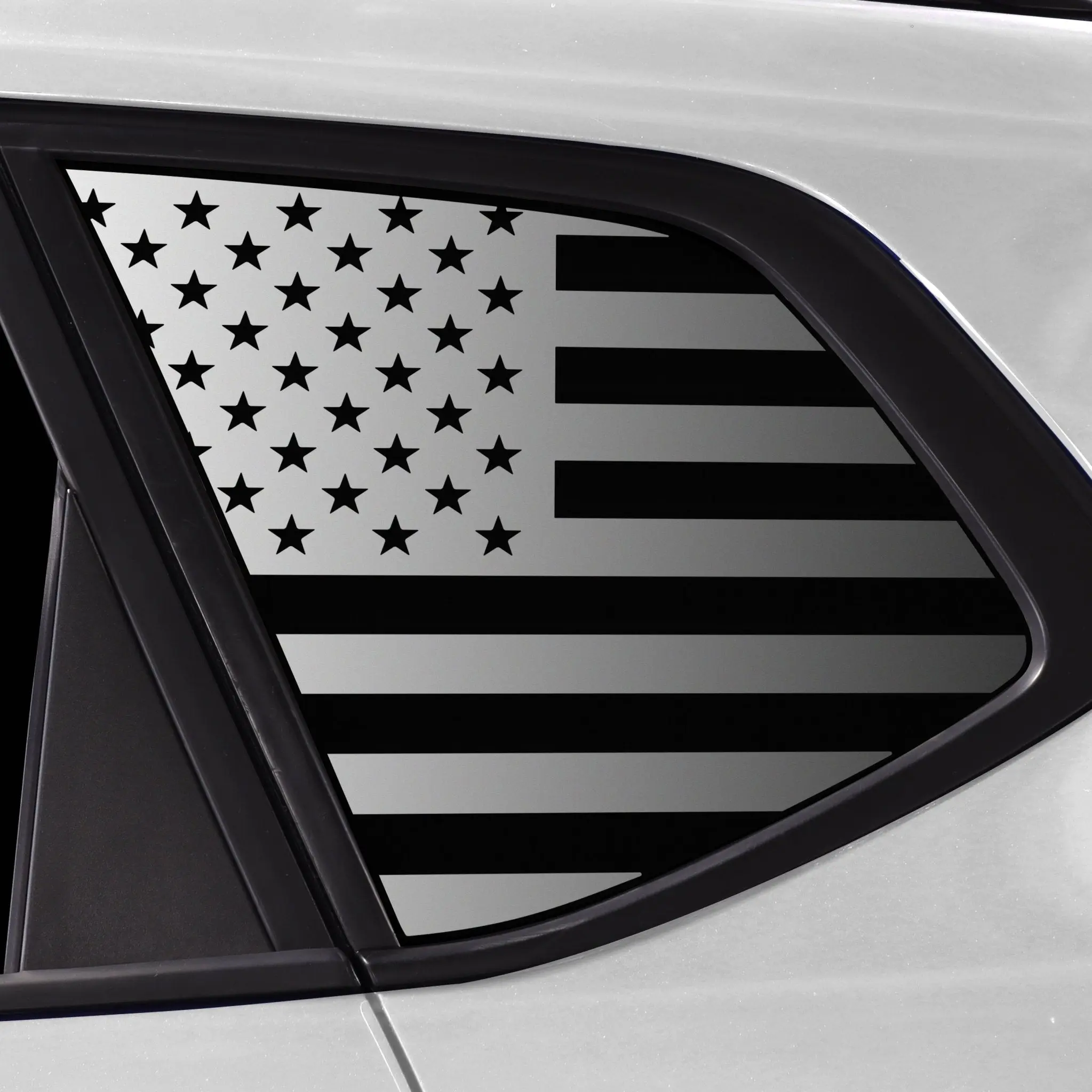 American Flag Quarter Window Decal for Volkswagen Taos 2022-2026 – Precut Matte Black Vinyl