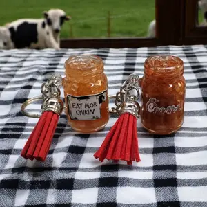 Sweet Tea & Chick Fil A Keychain - Eat More Chicken Keychain with Tassels