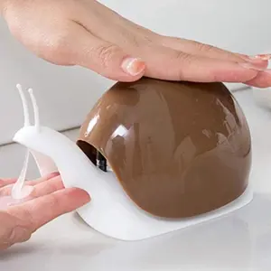 Cute Snail Soap Dispenser - 120ML Kitchen Bathroom Soap Dispenser with Snail Design, White and Brown Finish