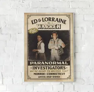 The Conjuring Horror Film Vintage Newspaper Poster, The Warrens Investigators Lorraine Movie Retro Poster Gift for Womens Mens Home Decor