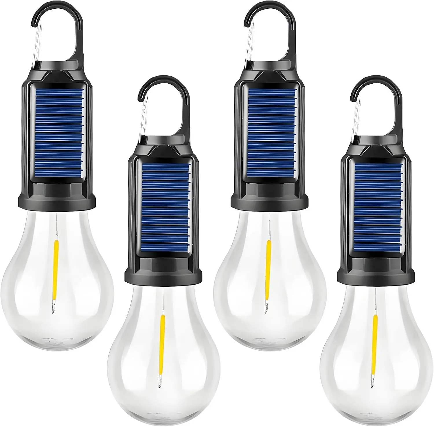 Solar Rechargeable Hooked Camping Light, Solar Tent Lights USB Rechargeable LED Camping Lantern, Outdoor Hanging Light Bulbs, Portable Outdoor Waterproof Emergency Light Bulb