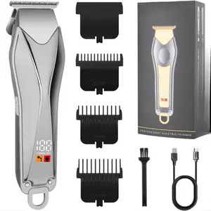 Professional T-Blade Hair Trimmer for Men, USB Rechargeable Beard & Digital Electric Hair Clipper, Cordless Barber Trimmer with LCD Display, Zero Gap Precision Cutting, Shaver Grooming Kit for Home & Salon Use, hair clippers professional hair cutting Tool