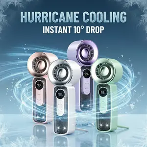 Portable handheld turbo fan, with a digital display,199 wind speed settings,Built-in LED Light， for Outdoor Activities, Travel, Working