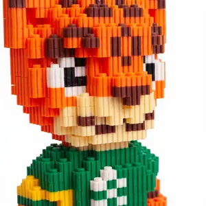 DIY Micro Bricks Soccer Leopard Mascot 3D Model Kit, High-Precision Mini Building Blocks Puzzle Toy, Collectible Sports Fan Gift, Creative Room Desk Display Decor