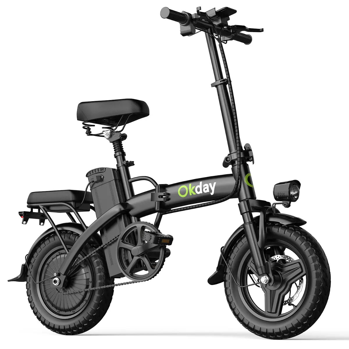 Okday  bicicleta electrica plegable   500W High Perfomance Electric Bike for Adults 20 MPH Long Range Foldable Portable E-Bike 14''folding All-Terrain Tires Dual Brakes Carbon Steel Long-lasting Battery FrameSmooth Stable Ride Snow Mountain Road