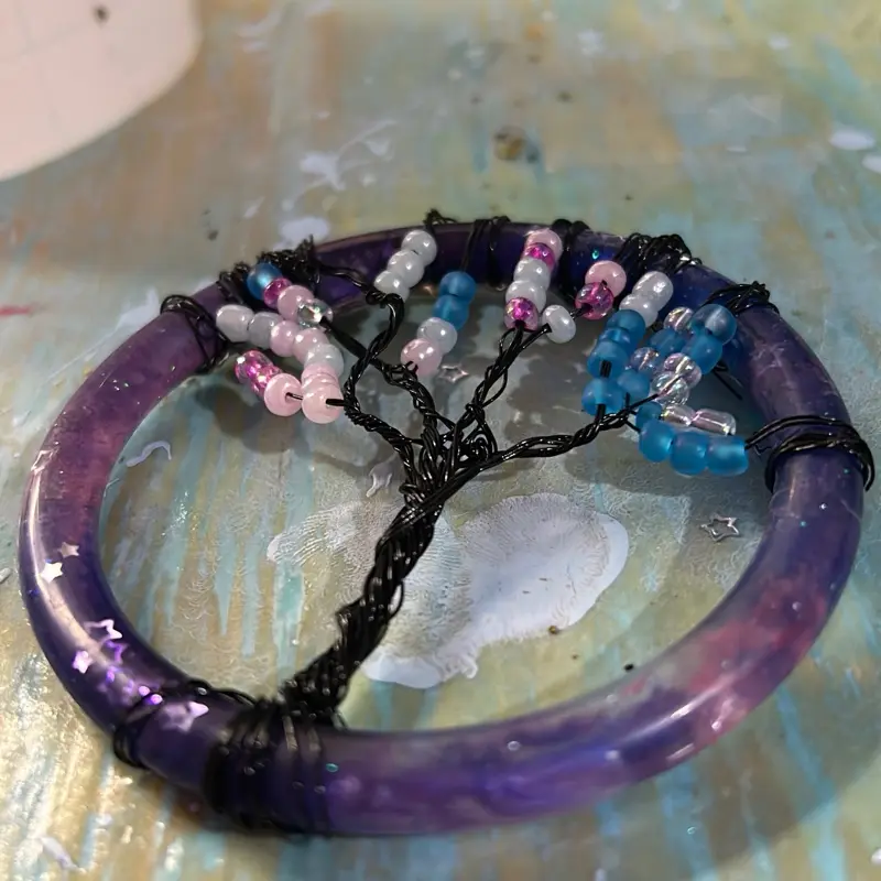 Tree of Life Dream Catchers & Sun Catchers - Decorative Hanging Wreath with Tree Design and Colorful Beads Feathers Hangable Eye Ornaments Decoration