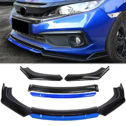 Front Bumper Lip Chin Spoiler Splitter Diffuser Protector Body Kit Fit For Honda Accord Civic/Toyota/Chevy/Durango/Charger SRT/Volkswagen MK5 MK6 MK7/Hyundai, Black w/Red, Abs Plastic