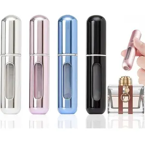 Portable Mini Refillable Perfume Atomizer Bottle, Travel Size Refillable Perfume Refill Bottle - Perfume Atomizer Refillables, Scent Pump Case, Small Perfume Spray Bottle 4 Pcs Pack of 5 ml