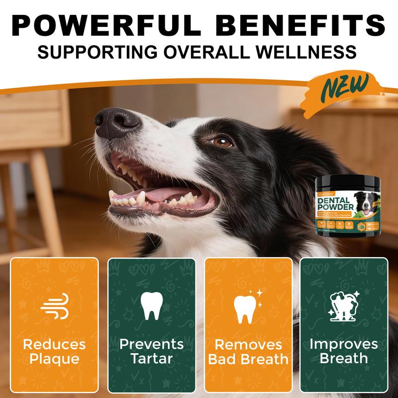 OurCares  Dog Teeth Cleaning Powder (Peppermint Flavor) – 150g | With Lysozyme, Probiotics & Activated Charcoal, Fights Plaque & Freshens Breath