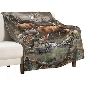 Animal Print Soft Blanket, 1 Count/2 Counts Multi-Purpose Throw Blanket, Air-Conditioned Room Blanket, Warm Nap Blanket For Home Office Travel Camping camouflage deer