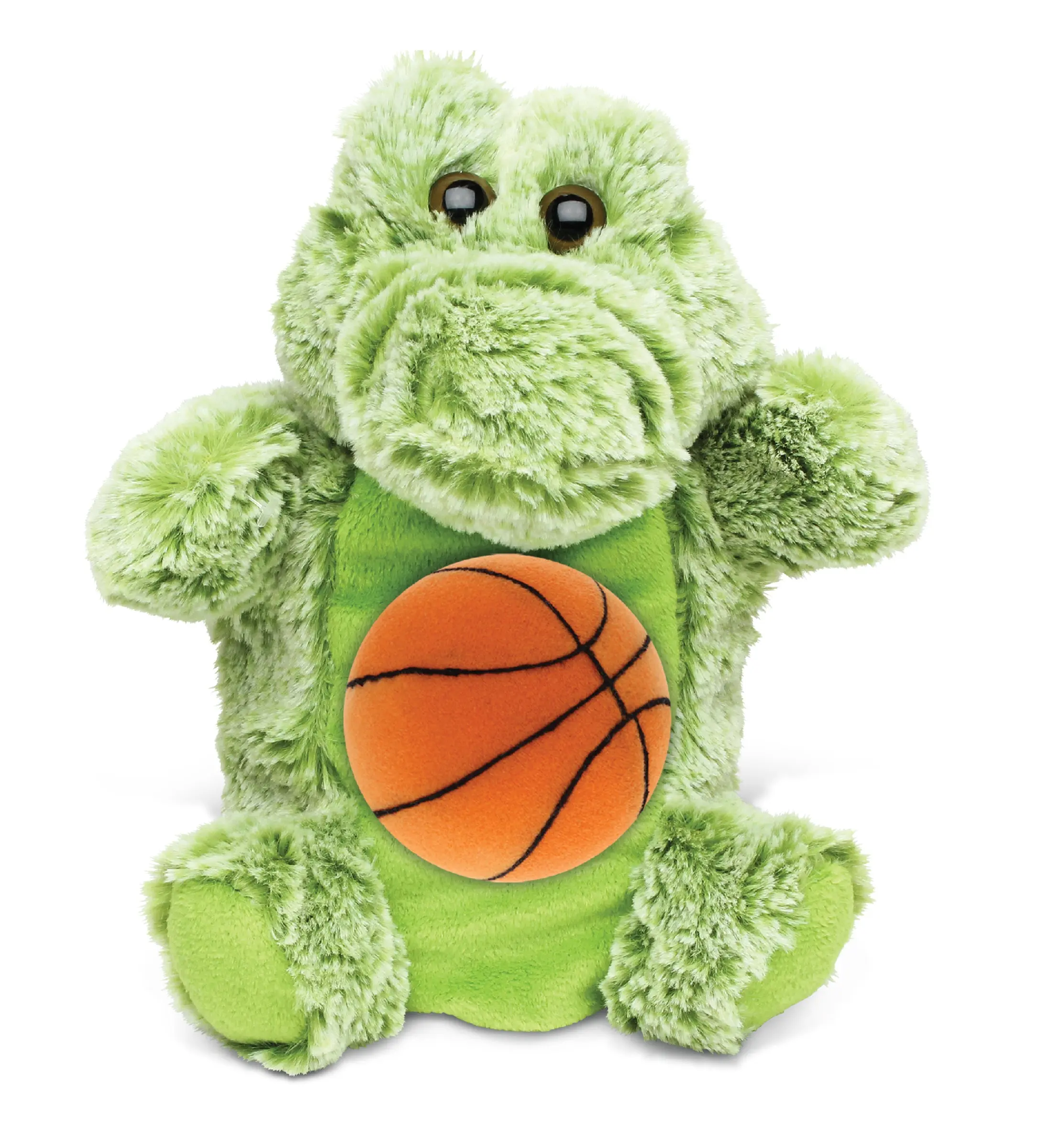 DOLLIBU Polyester Sports-Themed Super Soft Alligator Hand Puppet with Basketball - Unisex 7.5lx4.5wx9h Inches Wildlife Stuffed Toy for Boy Birthday Gifts