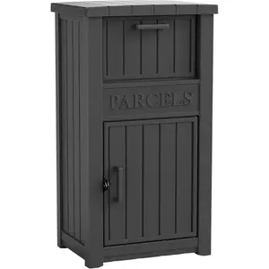 Large Lockable 60 Gallon Weatherproof Anti-Theft Outdoor Parcel Delivery Drop Box for Porch Curbside House Storage, Black