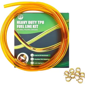 TPU  Line Hose 10FT with 8 Clamps | Universal  Hose for , Lawn Mower, Trimmer, Small Engine - Flexible  Line Replacement (5/16ID)