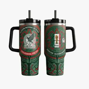 Mexico Soccer Team 2026 Tumbler 40oz 20oz Handle Cup Football Fan Travel Mug Insulated Sports Drinkware Gift