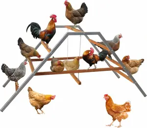 Chicken Roosting Bars, Wooden Chicken Perches with Swing & Ladder, Wood Roost Stand for 10-12 Chickens, Backyard Farm Toy Coop Accessories for Pet's Healthy & Happy, Easy to Assemble & Clean