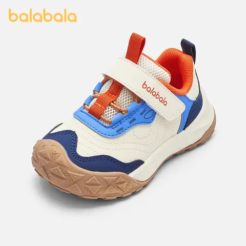 Balabala Boys' Round Toe Sports Sneakers - Toddlers & Kids, 18m-24m/3-4 Years Preschool Walking Shoes, Breathable Synthetic Leather, Comfy Flat Rubber Sole, Spring Casual Outdoor Footwear