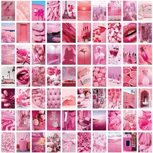 70pcs Wall Collage Kit Aesthetic Picures Pink Preppy Room Decor Aesthetic Collage Picture Wall Decor Posters for Teen Girls Bedroom Dorm 4x6 inch