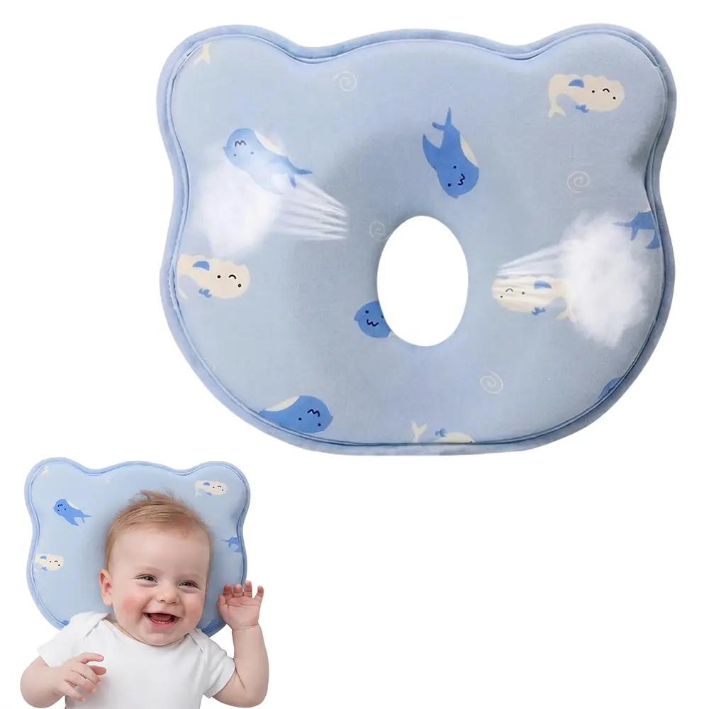 New Upgrade Soft Cozy Donut Baby Head Shaping Pillow, Memory Foam Pillow, Neck Support for Flat Head Prevention