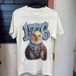 American Tshirts 1776 Eagle Design White Cotton Tee for Men and Women