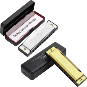 2Pack Harmonica Key of C 10 Hole 20 Tone Diatonic Harmonica C with Case for Beginner ,  and
