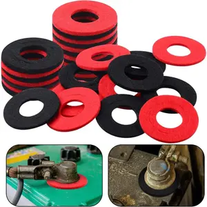 12 Pieces Battery Terminal Anti Corrosion Washers Fiber Battery Terminal Protector (Red, Black)