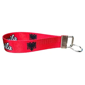 Albania Personalizable Name Nylon Key Fob - Custom Wristlet Keychain