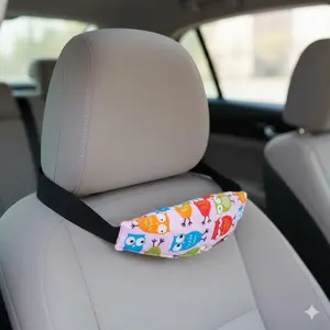Adjustable Infant Car Head Support Pillow, Breathable & Anti-Slip Neck Cushion, Child Car Seat Safety Protector, Secure Head Rest for Babies, Car Seat Headrest Pad, Universal Fit, Safety Harness Accessory