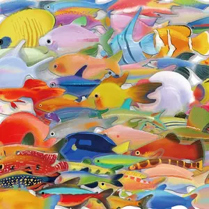 Fish Pattern Sticker, 50pcs Creative Colorful Fish Sticker, DIY Decorative Sticker for Phone & Notebook & Handbook, Funny Stickers, Sticker Packs