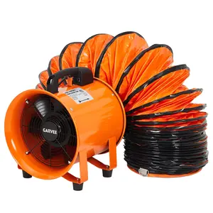 8 Inch Utility Blower Fan, Portable Air Mover Blower Fan with 16.4 ft Flexible Duct Hose, 1100 CFM Low Noise Portable Industrial Exhaust Fan/Extractor/Ventilator for Basements Workshops Warehouses