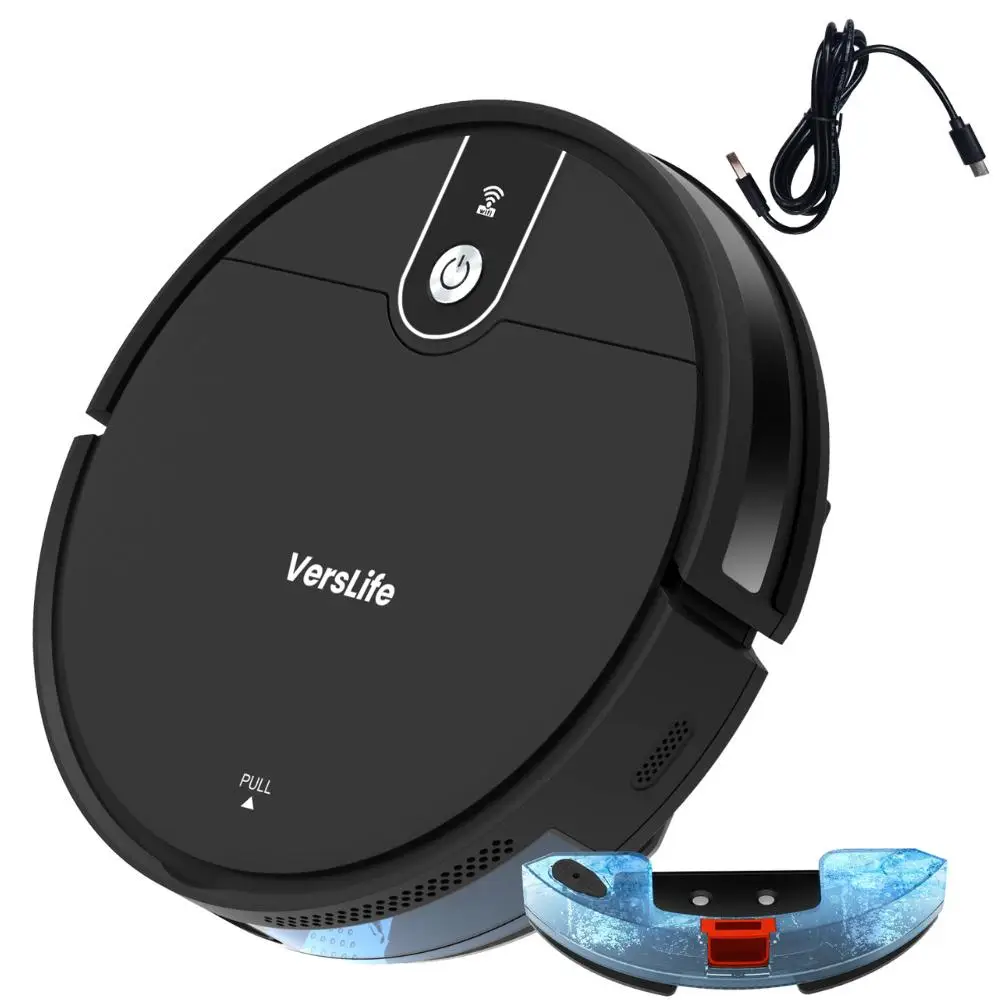 VersLife 2 In 1 Cordless Vacuum Cleaner, Type C Rechargeable Robot Vacuum Cordless Cleaner for Hard Floor, Wooden Floor, Carpet Cleaning, Household Ap