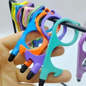 Multifunctional Edc Door Opener Random Color Zinc Alloy Silicone Head Touch Screen Contactless Keychain Manual Tool Metal Keychain