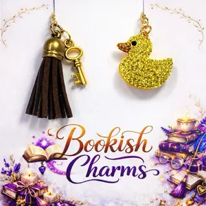 Gold Rhinestone Duck Bookmark Charm Set – Brown Tassel & Vintage Key | Cute Book Lover Gift