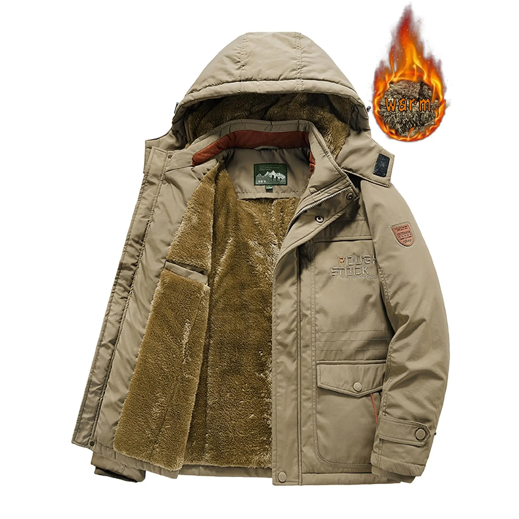 khaki8186cotton padded jacket