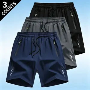 3-pack men’s summer athletic shorts, quick-dry lightweight breathable fabric, reinforced zippered pockets, drawstring waist, lightweight and comfortable, casual loose fit, suitable for running, fitness, cycling, basketball, tennis, outdoor sports shorts,