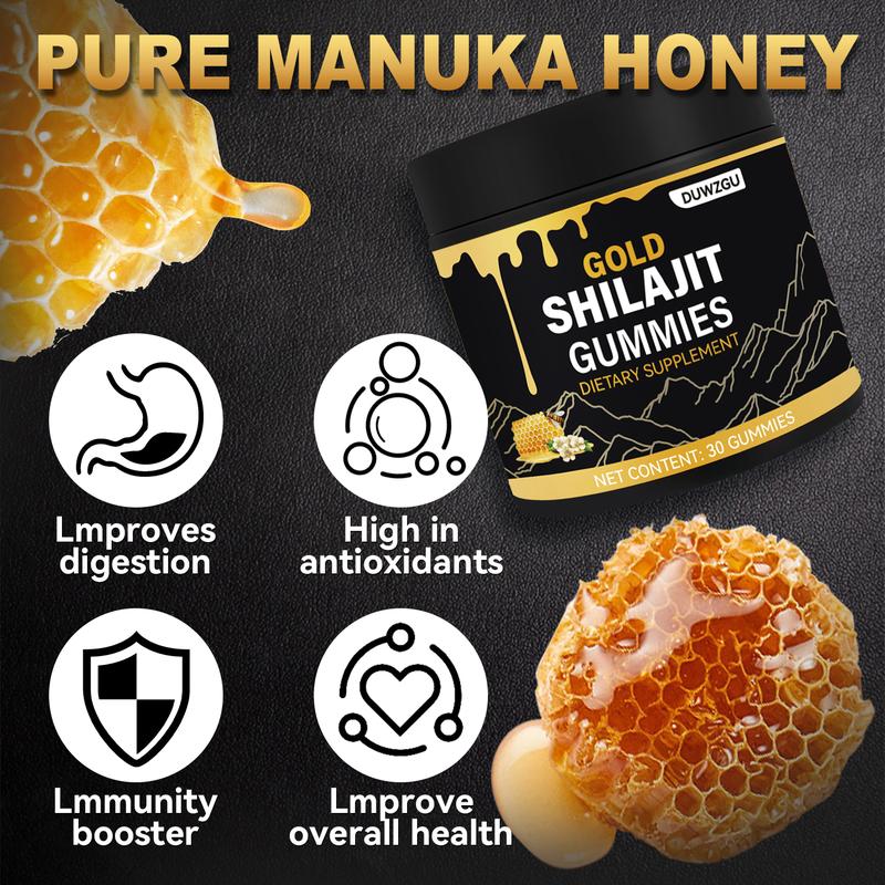 GOLD Shilajit Honey Gummies Supplement with Shilajit Honey Minerals & Fulvic Acid for Energy Stamina Dietary Supplement US Stock Up Specials 30 Gummies
