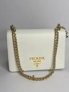 Pre-owned PRADA saffiano leather Crossbody Bags white & black crossbody