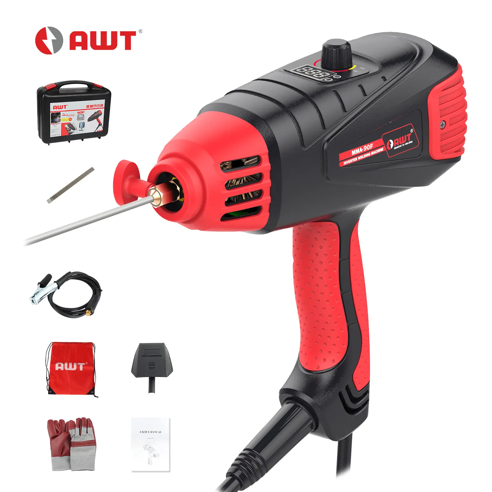 AWT Portable Handheld IGBT Inverter Arc Welder - 110V Voltage, MMA Welding Gun & Welding Rod Compatibility, Compact Powerful Design for Home Use, Industrial Welding
