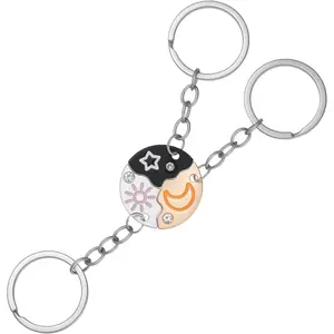 3 Pcs Puzzle Keychains, Sun Moon Star Friendship Trio Puzzle Matching Keychains Backpack Purse Keychain Best Friend Forever Matching Gifts Anniversary Birthday Gifts for Women Men