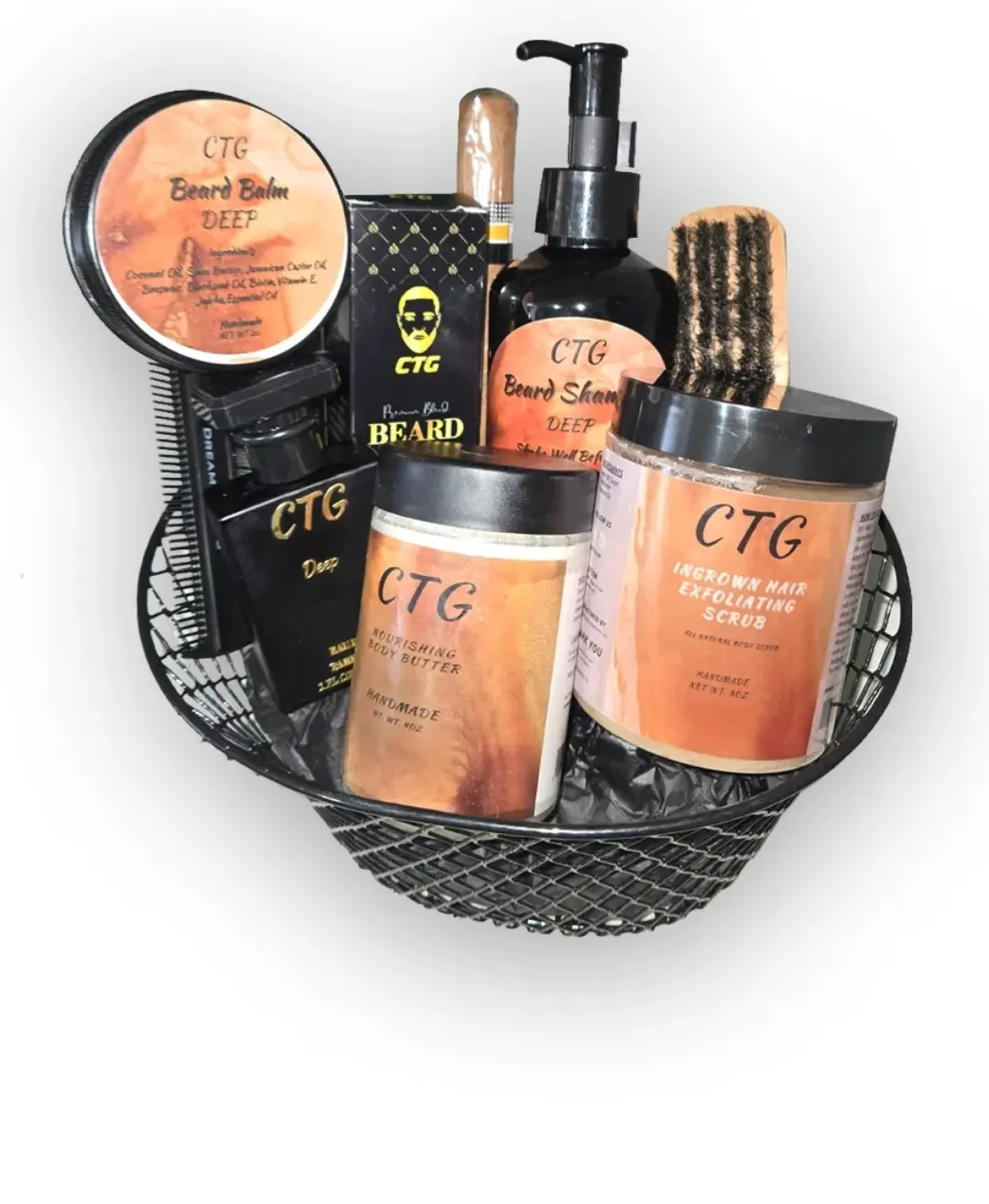 CTG Men's Luxurious Grooming Gift Set - Exfoliating Beard Scrub, Beard Shampoo, Conditioner, Balm, Cologne, Body Butter & Comb Brush - Perfect for Birthday or Anniversary